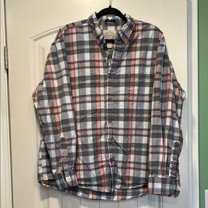 St. John's Bay Men's Casual Plaid Shirt - Coral, Navy, White